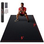 GymCope Large Exercise Mat for Home Workout,12‘x6’/10'x6'/9'x6'/8'x6'/7'x5'/6'x4' (7mm) Extra Thick Workout Mat, High-Density Gym Mat for Cardio, Jump Rope, MMA, Weights (Shoe-Friendly)