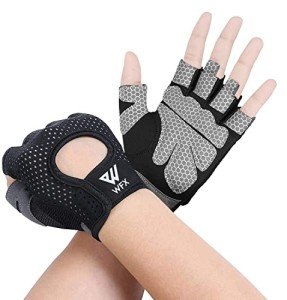 WESTWOOD FOX Weight Lifting Gloves for Men Women Gym Gloves with Wrist Wrap Support for Workout Training Exercise Fitness Hanging, Pull ups for Dumbbell, Cycling (Blacks, Medium)