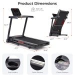 Sunny Health & Fitness Treadmill Elite Smart Auto Incline for Home Use, 20” Wide Running and Walking Deck, Flex Shock Suspension with 300 LB Weight Capacity Bluetooth SunnyFit App - SF-T723016…