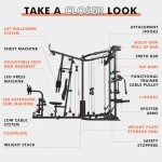 GMWD SmithΔ Machine Power Cage, Multi-Function Home Gym System with Cable Crossover System, Dual-Sided Workout Station with 121LB Weight Stack, Power Rack, Functional Trainer, All in One Home Gym