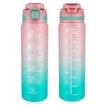 Fullware 32 oz Water Bottle with Straw & Time Marker, Reusable Plastic Leak Proof Water Bottle for Travel Sports Gym Hiking