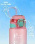 Fullware 32 oz Water Bottle with Straw & Time Marker, Reusable Plastic Leak Proof Water Bottle for Travel Sports Gym Hiking
