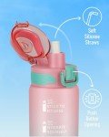 Fullware 32 oz Water Bottle with Straw & Time Marker, Reusable Plastic Leak Proof Water Bottle for Travel Sports Gym Hiking