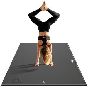 8FT x 4FT Extra Large Exercise Mat - PVC Floor Workout Mat with Carry Bag, Cleaning Cloth - Non slip Thick Workout Mats for Home Gym Flooring, Fitness Training Mat for Weights Pilates Cardio