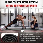 8FT x 4FT Extra Large Exercise Mat - PVC Floor Workout Mat with Carry Bag, Cleaning Cloth - Non slip Thick Workout Mats for Home Gym Flooring, Fitness Training Mat for Weights Pilates Cardio