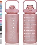 ST-YIBEN 64oz Large Motivational Water Bottle with Time Marker,Leakproof & BPA Free Half Gallon Big Water Bottle with Straw & Handle Tritan Frosted Water Jug for Women Men to Fitness,Gym,Sports