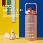 ST-YIBEN 64oz Large Motivational Water Bottle with Time Marker,Leakproof & BPA Free Half Gallon Big Water Bottle with Straw & Handle Tritan Frosted Water Jug for Women Men to Fitness,Gym,Sports