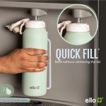Ello Pop & Fill 22oz Stainless Steel Water Bottle with Quick Fill Technology, Double Walled and Vacuum Insulated Metal, Leak Proof Locking Lid, Sip and Chug, Reusable, BPA Free, Sunset Meadow