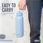 Ello Pop & Fill 22oz Stainless Steel Water Bottle with Quick Fill Technology, Double Walled and Vacuum Insulated Metal, Leak Proof Locking Lid, Sip and Chug, Reusable, BPA Free, Sunset Meadow