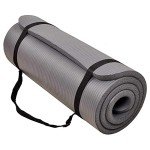 BalanceFrom All-Purpose 1-Inch Extra Thick High Density Anti-Tear Exercise Yoga Mat with Carrying Strap (Gray)