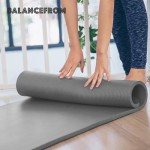 BalanceFrom All-Purpose 1-Inch Extra Thick High Density Anti-Tear Exercise Yoga Mat with Carrying Strap (Gray)