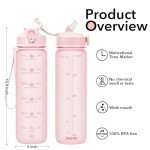 Hyeta 32oz Water Bottles with Straw - Stay Motivated and Hydrated with Convenient Times to Drink Markings, Durable, Leak-proof