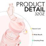 Hyeta 32oz Water Bottles with Straw - Stay Motivated and Hydrated with Convenient Times to Drink Markings, Durable, Leak-proof