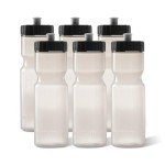 50 Strong Sports Water Bottles 6-Pack – Reusable 22 oz BPA-Free Plastic Bottles with Pull Top Cap – Made in USA – Top Rack Dishwasher Safe – Fits Most Bike Cages Brand - Clear