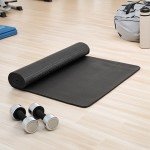 Mind Reader YOGAPVC-BLK All Purpose Extra Thick Yoga Fitness & Exercise Mats with Carrying Strap, High Density Anti-Tear, 68"L x 24"W x 0.3"Th, Black