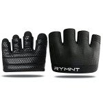 RYMNT Minimal Workout Gloves,Short Micro Weight Lifting Gloves Grip Pads with Full Palm Protection & Extra Grip for Men Women Weightlifting,Gym,Cross Training,Powerlifting,WODs.Black-Small