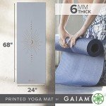 Gaiam Yoga Mat - Premium 6mm Print Extra Thick Non Slip Exercise & Fitness Mat for All Types of Yoga, Pilates & Floor Workouts - Violet Vision