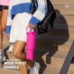 Simple Modern Trek Pivot | 40oz Flip Straw Tumbler with Handle | Water Bottle & Boot | Interchangeable Straw & Chug Lids | Insulated Stainless Steel Jug | Gym Sports Outdoors | Almond Birch