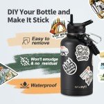 WixByti 64 oz Insulated Water Bottle with Straw (Cold for 48 Hrs), Half Gallon Stainless Steel Triple Wall Vacuum Sports Water Jug, Leakproof Hydro Cup Flask with Straw Spout Lids & DIY Stickers