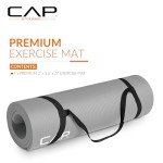 CAP Barbell High Density Exercise Mat with strap, 68"x24" 12mm - Gray