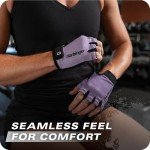 Power Gloves 3.0 - Durable Half Finger Weightlifting Gloves with Adjustable Wrist Closure, Breathable Leather Palm, Women's