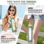 SipZest 32 oz Glass Water Bottle with Straw - Motivational Glass Water Bottle with Time Marker & Silicone Sleeve - Reusable Glass Tumbler Includes 2 Bamboo Lids & Fruit Infuser - 1 Pack