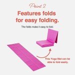 Primasole Folding Travel Yoga Mat Foldable light weight Easy to carry to Workout Fitness Class Beach Park Travel Picnics 4mm thick Azalea Pink Red Color PSS91NH027A