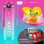 QLUR Water Bottle with Straw, 32oz Motivational Water Bottles with Time Marker to Drink, Tritan BPA Free, 1L Sports Water Bottle with Carry Strap LeakProof for Women Gym Fitness Outdoor (1 Pack)