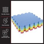Interlocking Floor Mats - 8-Piece Nontoxic Exercise Mat or Play Mat for Toddlers, Babies or Kids - Foam Padding for Home Gym by Stalwart (Multicolor)
