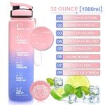 ZORRI 32 OZ Water Bottles, BPA Free Leak Proof Motivational Times Tracking Sports Bottle, Reusable Tritan Plastic Water Jug for Sports & Outdoors, Gym, Yoga, Workout, School, Office