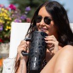 HydroJug Traveler - 40 oz Water Bottle with Handle & Flip Straw - Fits in Cup Holder, Leak Resistant Tumbler-Reusable Insulated Stainless Steel & Rubber Base - Gifts for Women & Men, Black Leopard