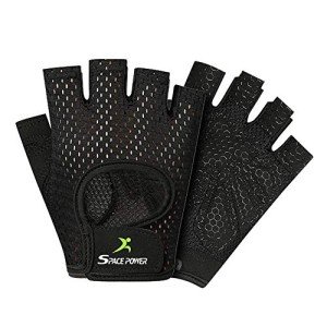 spacepower Workout Gloves, Weight Lifting Gloves for Women&Men, Lightweight Breathable Gym Gloves for Exercise (Large, Black)