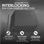 BalanceFrom Puzzle Exercise Mat with EVA Foam Interlocking Tiles for MMA, Exercise, Gymnastics and Home Gym Protective Flooring, 3/4" Thick, 24 Square Feet, Black