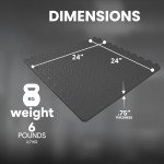 BalanceFrom Puzzle Exercise Mat with EVA Foam Interlocking Tiles for MMA, Exercise, Gymnastics and Home Gym Protective Flooring, 3/4" Thick, 24 Square Feet, Black