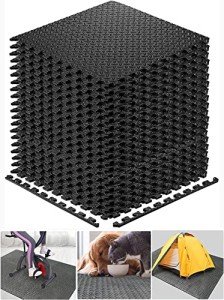 Walsai Exercise Mats Puzzle Foam Mats Gym Flooring Mat Cover 20 SQ.FT Interlocking Foam Mats with EVA Foam Floor Tiles for Home Gym Equipment Workouts Black