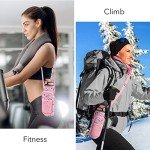Newfad 32 oz Water Bottles with Straw & Strap, Motivational Water Bottles with Times to Drink, BPA Free Reusable Sports Water Bottle with Sleeve Carrier for Gym, Workout or Fitness (Pink Peach)