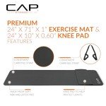 CAP Barbell High Density Exercise Yoga Mat with strap and Knee Pad 71"x24"x1/2" BLACK