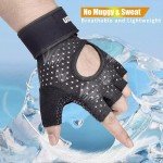ihuan Breathable Weight Lifting Gloves: Fingerless Workout Gym | Wrist Support | Enhance Palm Protection | Extra Grip for Fitness| Training | Rowing | Pull-ups