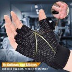 ihuan Breathable Weight Lifting Gloves: Fingerless Workout Gym | Wrist Support | Enhance Palm Protection | Extra Grip for Fitness| Training | Rowing | Pull-ups