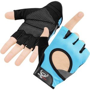 BEAST RAGE Workout Gloves for Men and Women, Fingerless Weight Lifting Gloves with Palm Protection Padding, Breathable and Lightweight Gym Gloves for Weightlifting, Cycling Pull Up (Aqua, M)