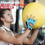 BEAST RAGE Workout Gloves for Men and Women, Fingerless Weight Lifting Gloves with Palm Protection Padding, Breathable and Lightweight Gym Gloves for Weightlifting, Cycling Pull Up (Aqua, M)