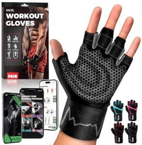 MhIL Workout Gloves for Men – Comfortable Gym Gloves for Men with Enhanced Grip for Safety and Hand Protection – Weight Lifting Protection with Wrist Wraps Support for Performance Boost and Style