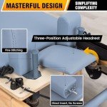 Foldable Wooden Pilates Reformer Machine with Ultra-Fiber Leather Seat, Oak Frame, Adjustable Resistance, Full-Size for Heights 4’ to 5’9”, Home and Studio Use, 480lbs Capacity (Gray Blue)