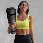 GYMENIST Thick Exercise Yoga Floor Mat Nbr 24 X 71 Inches Great for Camping Cardio Workouts Pilates Gymnastics (Black)