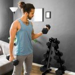 RitFit 5LB Dumbbells Set of 2 Rubber Encased Dumbbell Sets with Optional Rack for Home Gym, Coated Hand Weights for Strength Training, Workouts