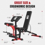 FAGUS H All in One Home Gym System Workout Station with Weight Bench, Multi-Function Smithe Machine Power Cage with Cable Crossover, Tripe-Sided Independent Load Posts Functional Trainer, Red