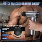 Massage Gun, Muscle Massage Gun Deep Tissue Back Massager for Pain Relief, 20 Speeds Handheld Electric Massager Tool with Silent Brushless Motor, Suitable for Gym Office Home Travel (Silver Grey)