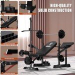Adjustable Weight Bench - 8 in 1 Multi-Function Olympic Bench Press Set Full Body Strength Training Workout Equipment with Leg Developer, Chest Fly, Preacher Curl Pad for Home Gym