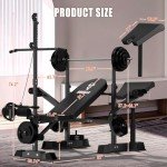 Adjustable Weight Bench - 8 in 1 Multi-Function Olympic Bench Press Set Full Body Strength Training Workout Equipment with Leg Developer, Chest Fly, Preacher Curl Pad for Home Gym