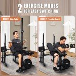Adjustable Weight Bench - 8 in 1 Multi-Function Olympic Bench Press Set Full Body Strength Training Workout Equipment with Leg Developer, Chest Fly, Preacher Curl Pad for Home Gym